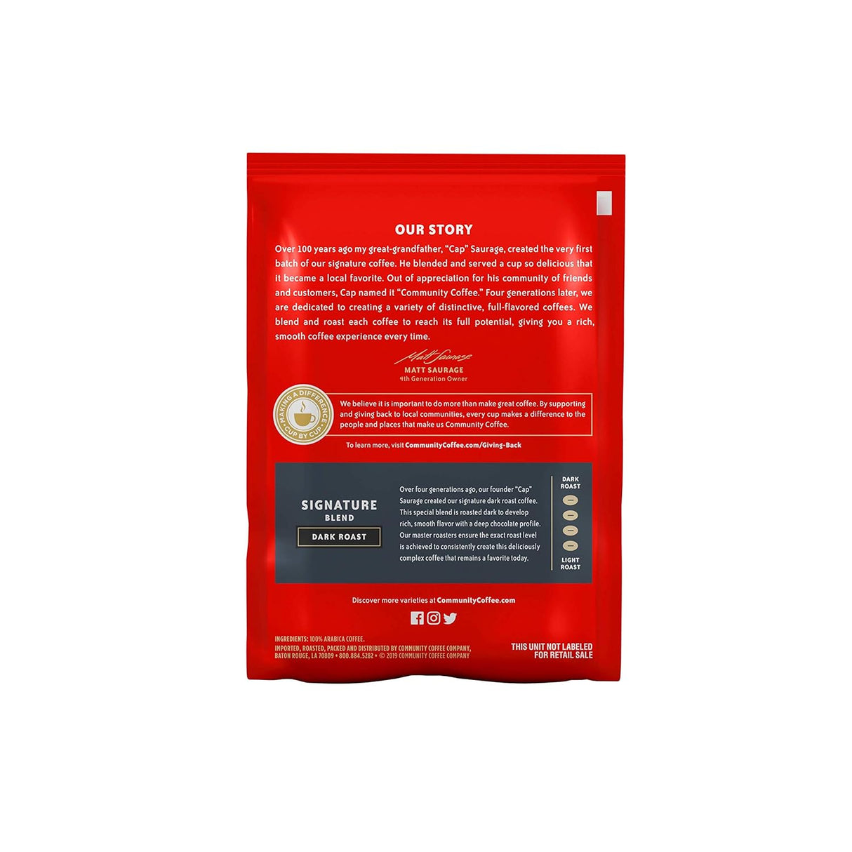 Community Coffee Signature Blend, paquetes de café premedido de tostado oscuro, bolsa de 2.5 onzas (caja de 40)