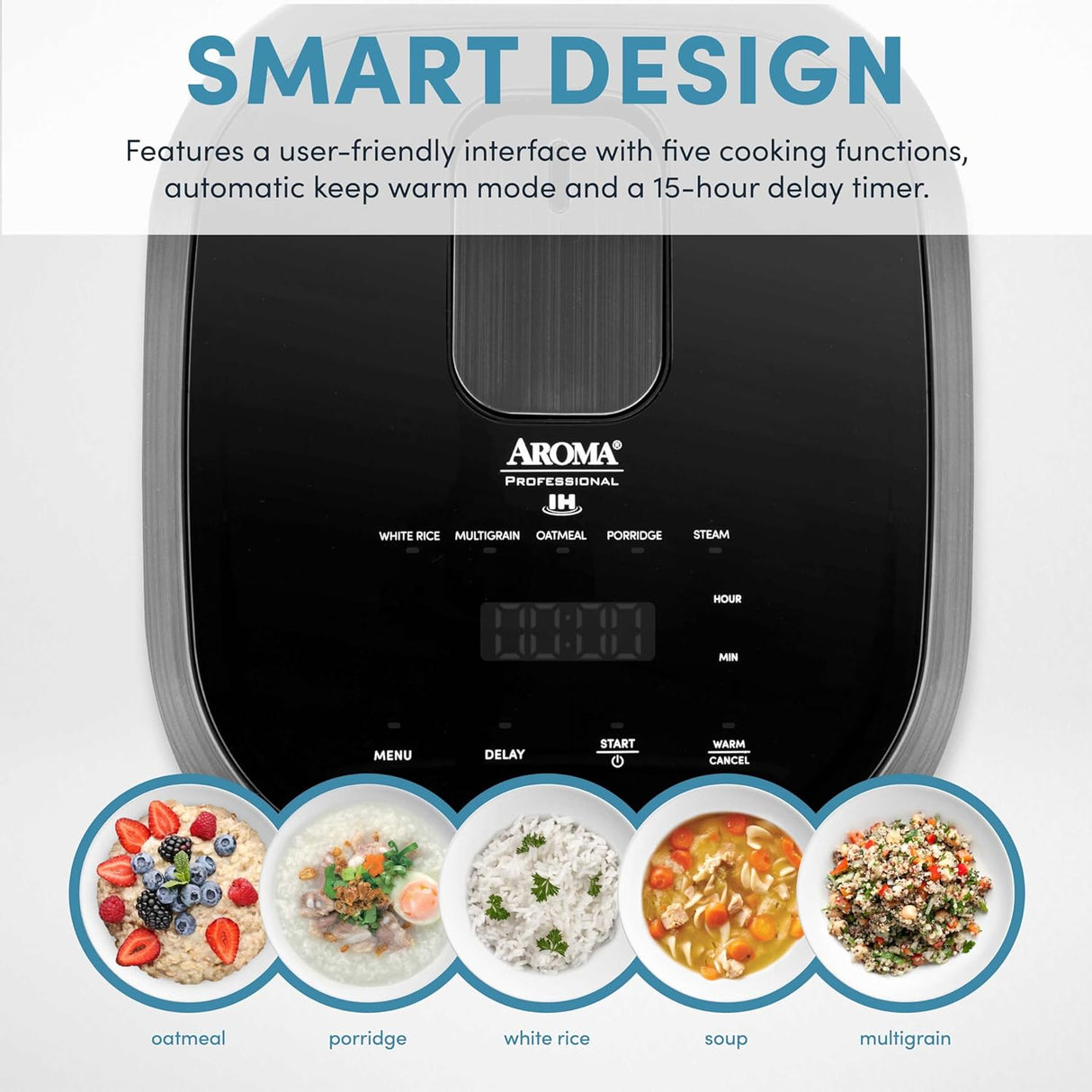 Arrozera AROMA® 6 tazas, inducción, multicooker, ARC-7606GR