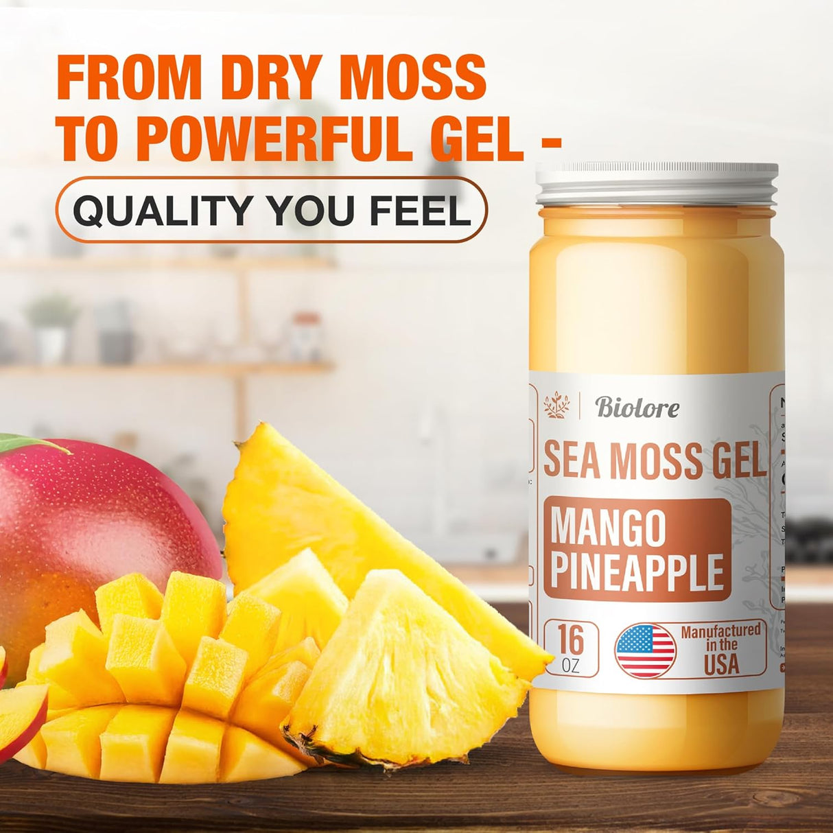 Gel de Musgo de Mar Biolore - Mango-Piña, 16oz, Vegano, USA