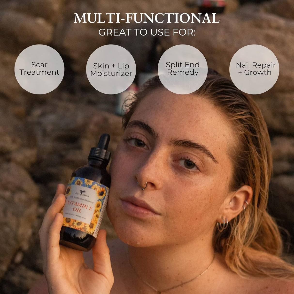 Aceite de Vitamina E Puro, Hidratante Multiuso para Piel