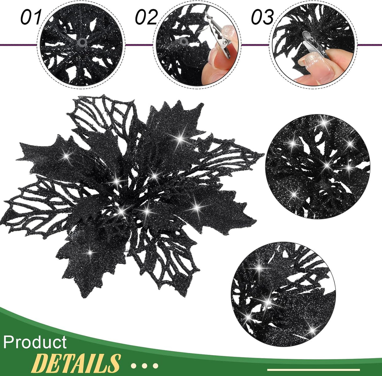 24 Piezas Flores Artificiales Poinsettia Decoraciones Navidad
