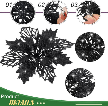 24 Piezas Flores Artificiales Poinsettia Decoraciones Navidad