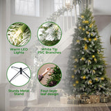Árbol de Navidad Artificial 7.5ft con Luces y Punta Nevada