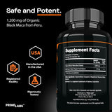 Prime Labs Cápsulas de Maca Negra Orgánica 1200mg, Energía y Vitalidad, 60u