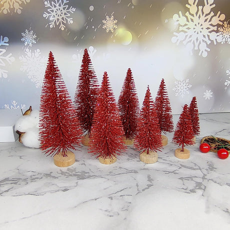 8 Pcs Árboles de Navidad Artificiales, Mini Pino, Mesa, Sisal