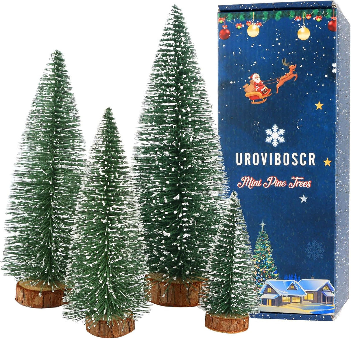 Mini Árboles de Navidad 4 Pcs, Decoración, 9.9/7.9/5.9/3.9