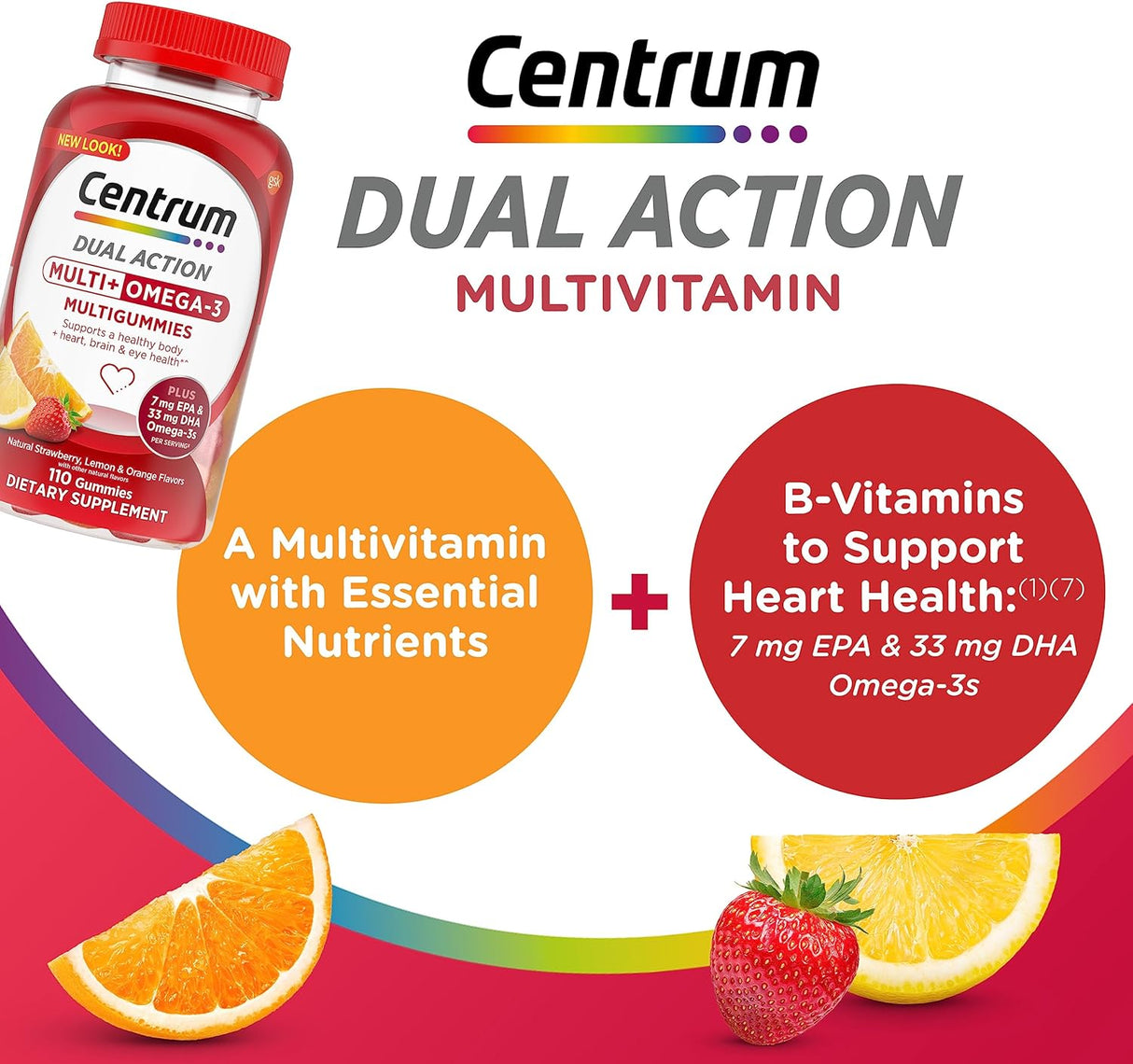 Suplemento Centrum MultiGummies Multi+ Omega 3  para adultos