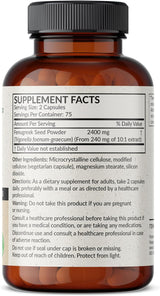 Fenogreco Extra Strength 2400 mg, 150 cápsulas vegetarianas sin OMG