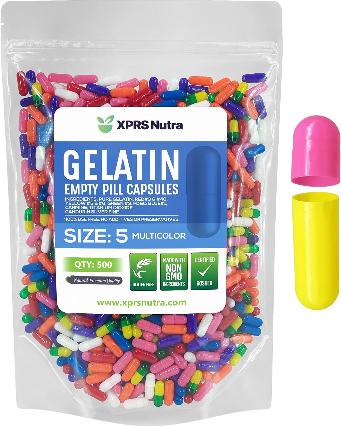 Cápsulas Vacías Gelatina XPRS Nutra Tamaño 5 - 500 Piezas