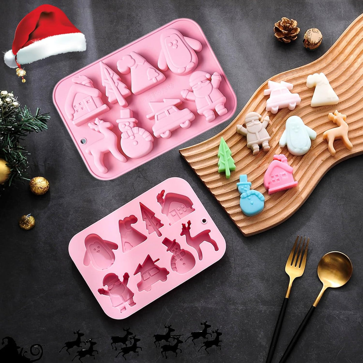 Molde de Silicona Navideño 3 Pack, Ideal para Chocolates y Jabon