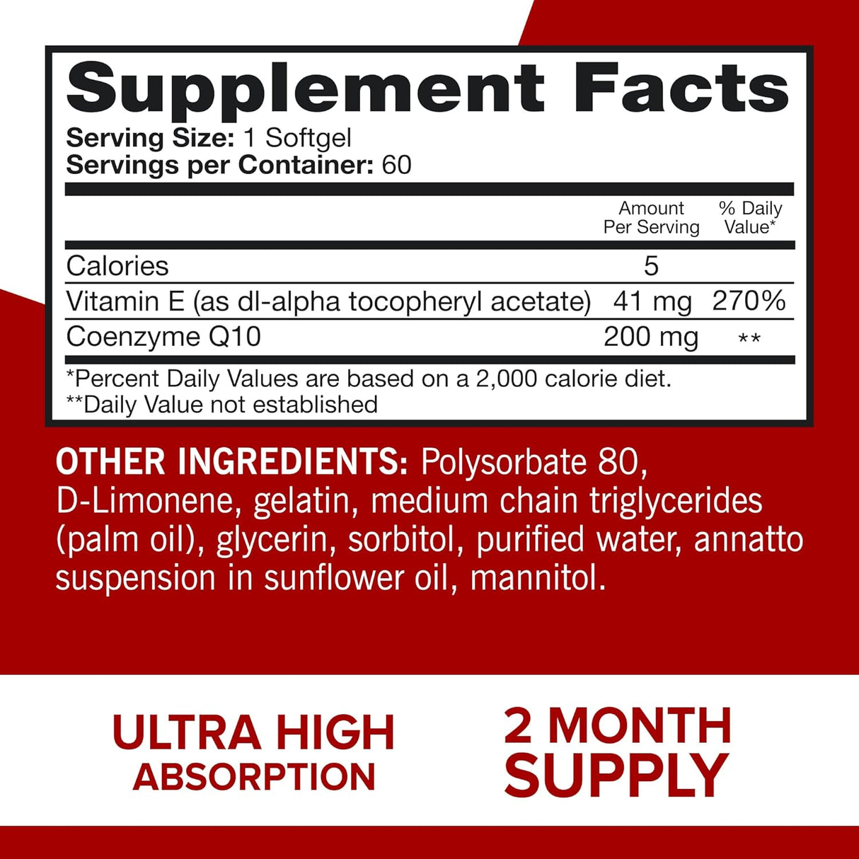 Suplemento CoQ10 de 200 mg, Ultra CoQ10  60 unidades