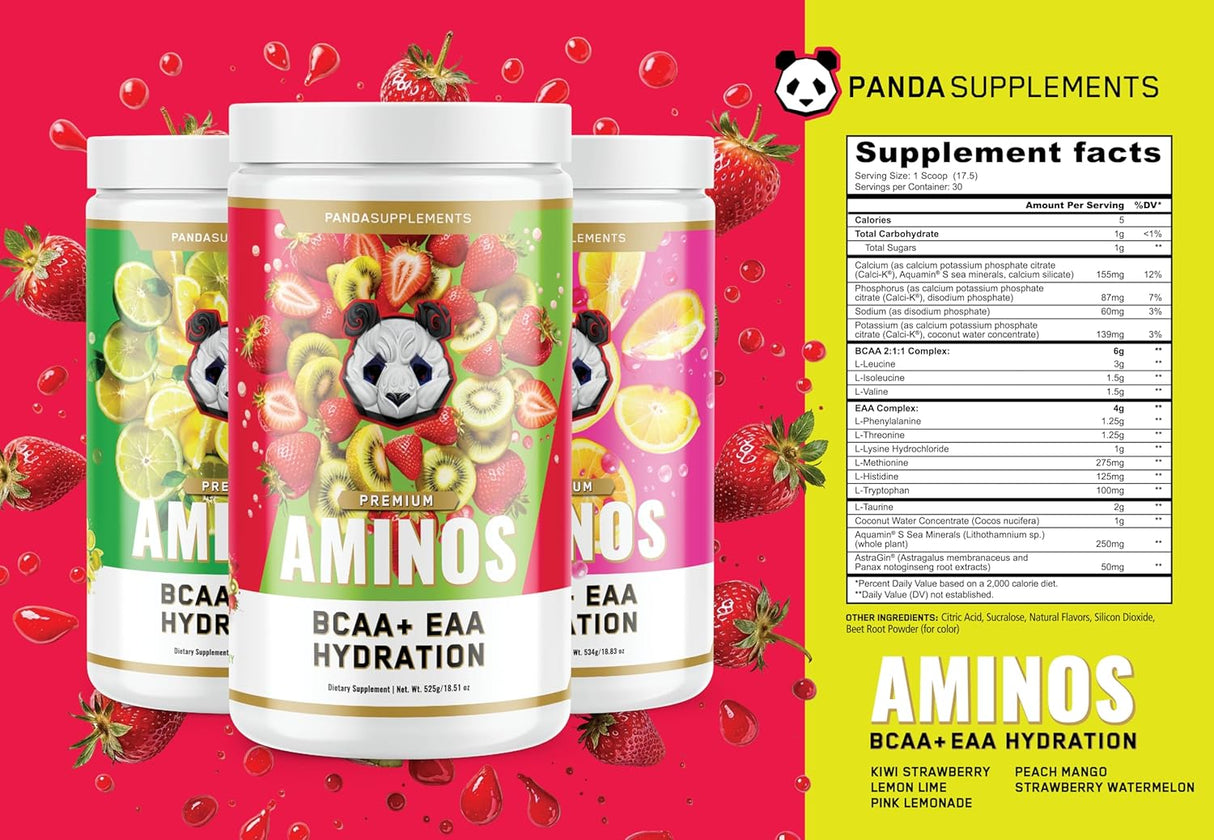 Panda Supps Aminos BCAA + EAA + Hidratación 30 Serv.