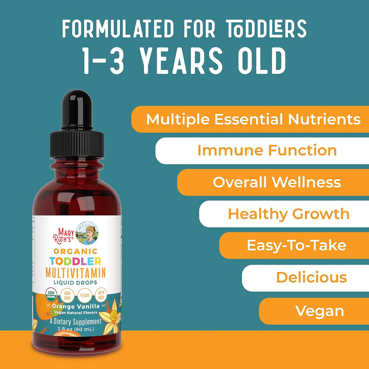 Suplemento MaryRuth's Multivitamínico con hierro para niños