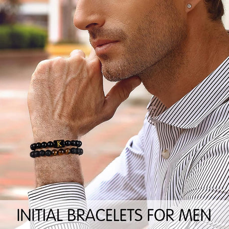 Pulseras de cuentas con iniciales para hombre
