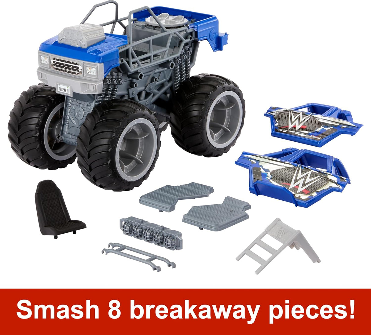 Mattel Figura y Vehículo WWE Wrekkin Slam Crusher Camión Monstruo con 8 Piezas