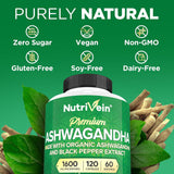 Nutrivein Cápsulas de Ashwagandha 1600mg con Pimienta Negra