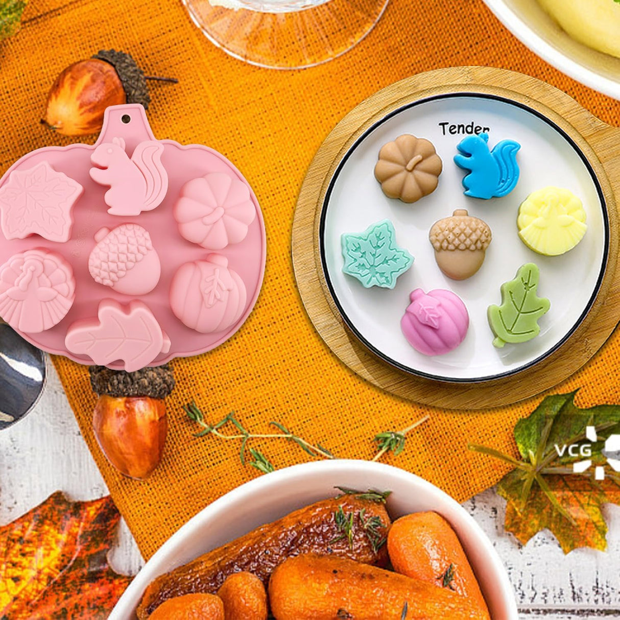 Molde de Silicona 3D Calabaza Fall - 2 Pcs para Dulces y Tartas