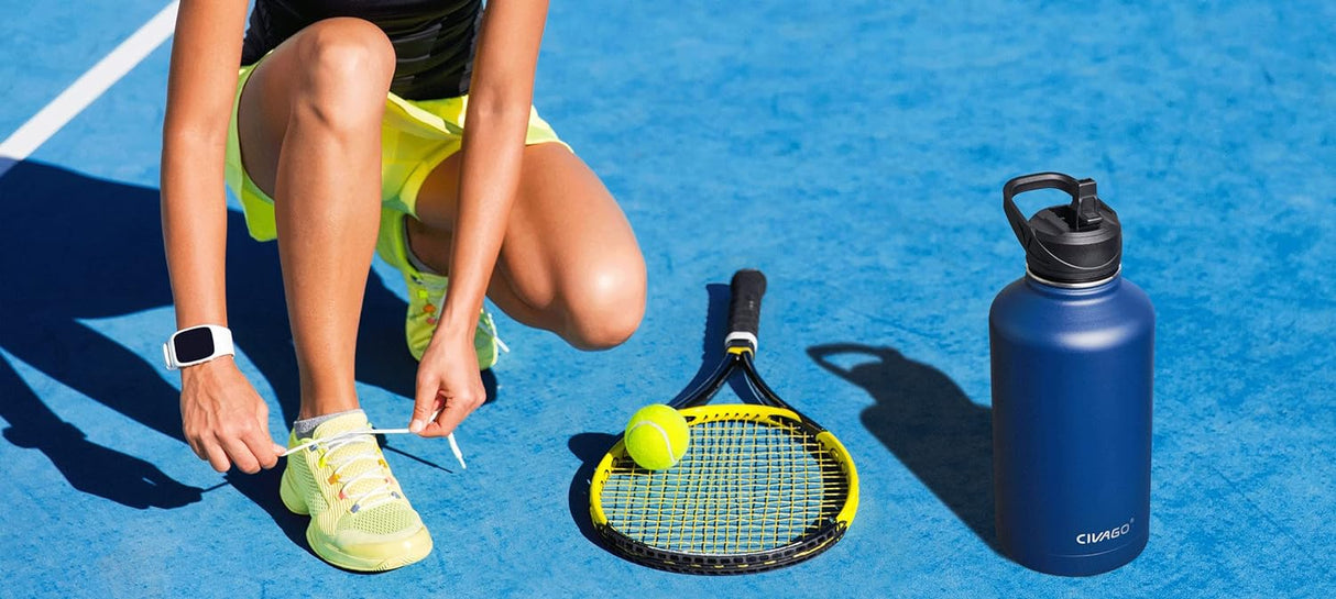 CIVAGO - Botella de agua deportiva con aislamiento térmico de 32 onzas fluidas; termo de acero inoxidable de boca ancha con 3 tapas (con sorbete, boquilla y asa) ideal para viajar, color naranja