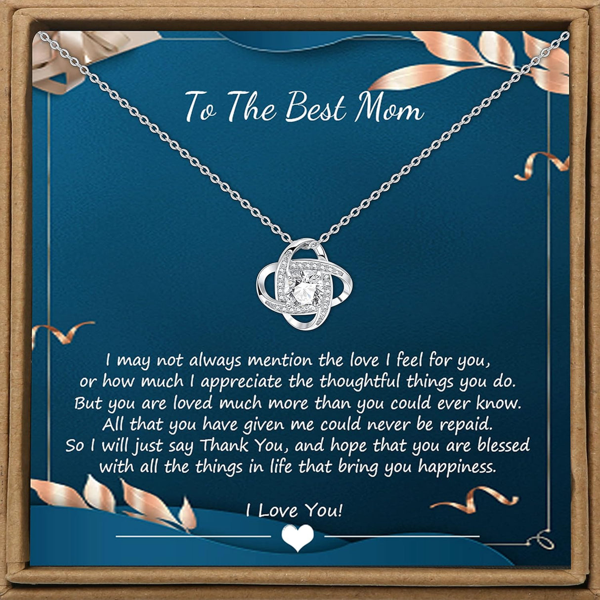 Collar de nudo de amor de circonita cúbica para mujer