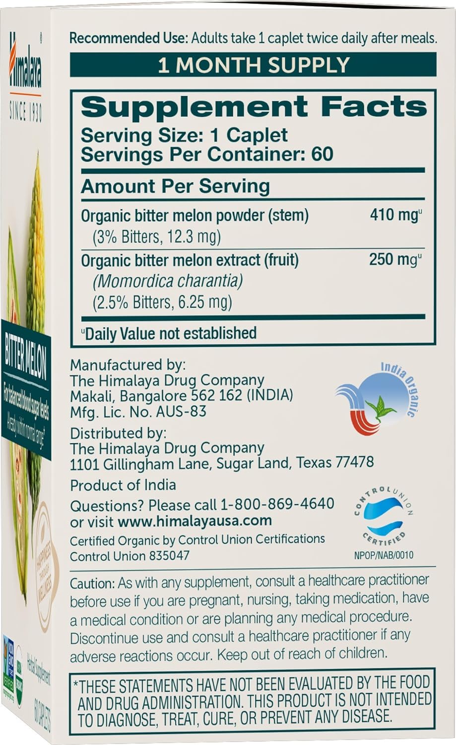Suplemento de Melón Amargo Orgánico, Apoyo Glucémico, 660 mg