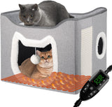 Casa Caliente para Gatos - Cueva con Juguete y Rascador, Plegable