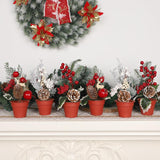 Árbol Mini Artificial Winemana con Piñas y Berries, 6 Pcs