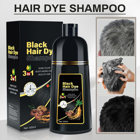 cosmpro Champú de tinte para cabello negro para cobertura.