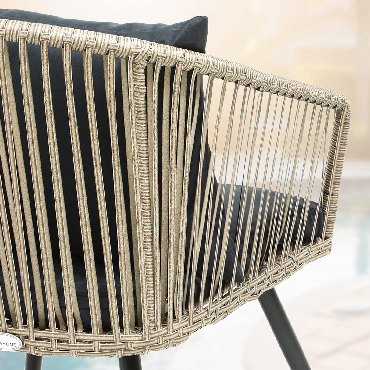 YITAHOME Juego de 3 muebles de mimbre para patio al aire libre, sillas de conversación de ratán para todo tipo de clima, para patio trasero, balcón y terraza con cojines suaves, mesa auxiliar de cristal, ratán gris