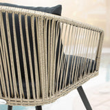 YITAHOME Juego de 3 muebles de mimbre para patio al aire libre, sillas de conversación de ratán para todo tipo de clima, para patio trasero, balcón y terraza con cojines suaves, mesa auxiliar de cristal, ratán gris