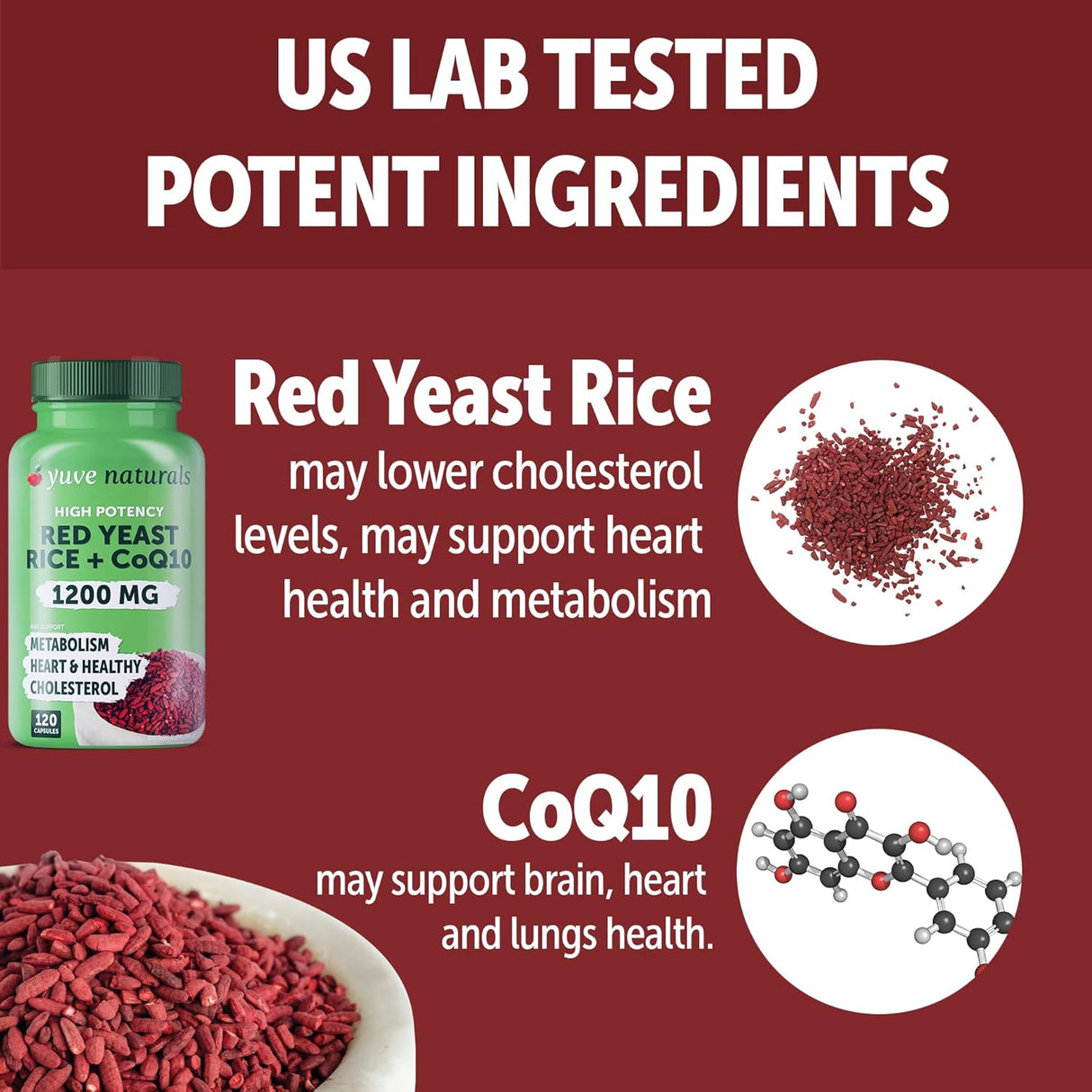 Suplemento Cápsulas de arroz de levadura roja de 1200 mg