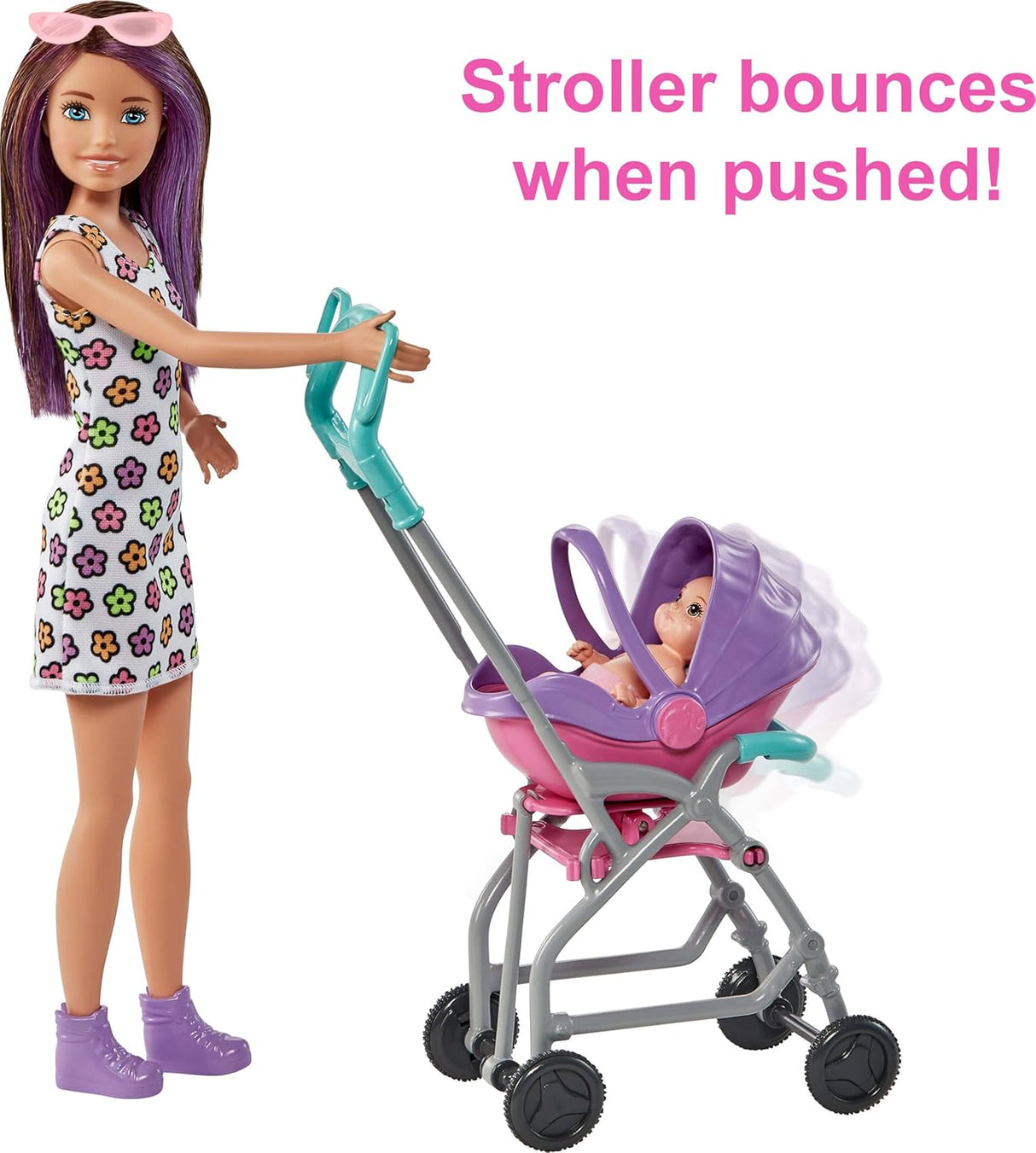 Conjunto de Juego Barbie Skipper Babysitters Inc. con Muñeca, Carro, Bebé y Accesorios