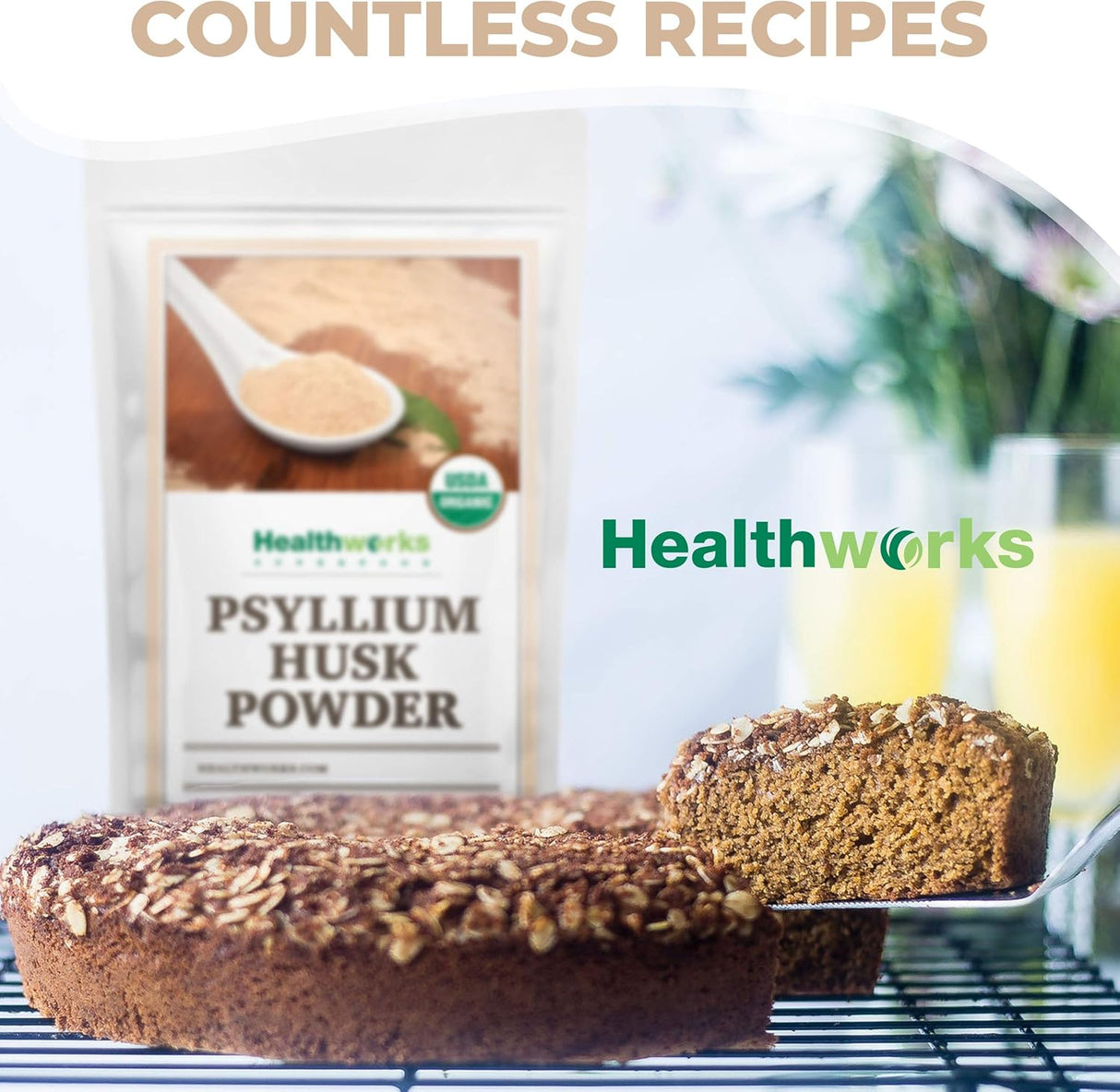 Polvo de cáscara de psyllium orgánico de la India | Keto, vegano