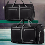Bolsa de lona plegable de viaje 60L resistente al agua negro
