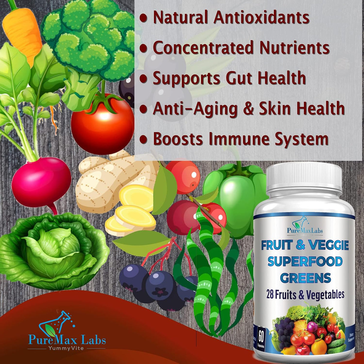 Suplementos superalimentarias  Frutas y verduras 60 tabletas