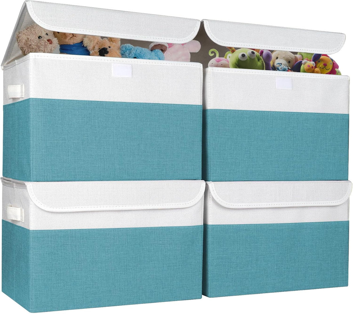 Cesta organizadora plegable de tela, 22 cuartos, tapa flip-top