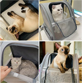 Mochila para transporte de gatos color gris