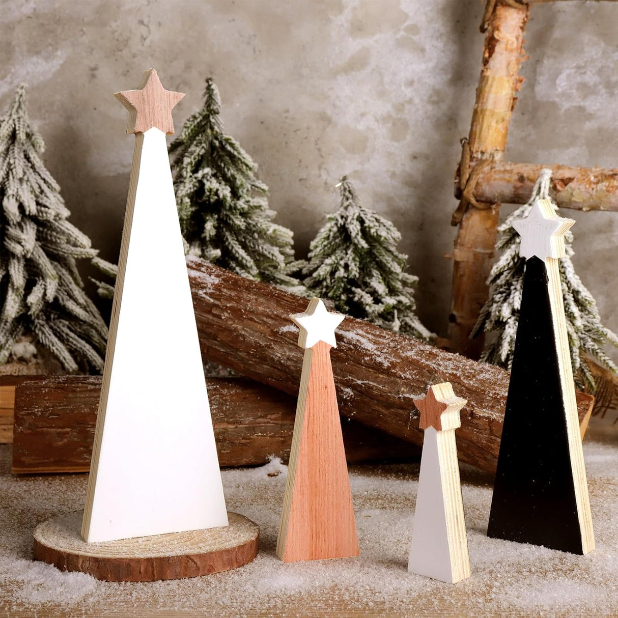 Árbol de Navidad de Madera, 4 Piezas, Decoración Original