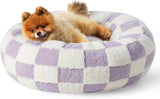 Cama para perros pequeños redondas con felpa lanuda jacquard