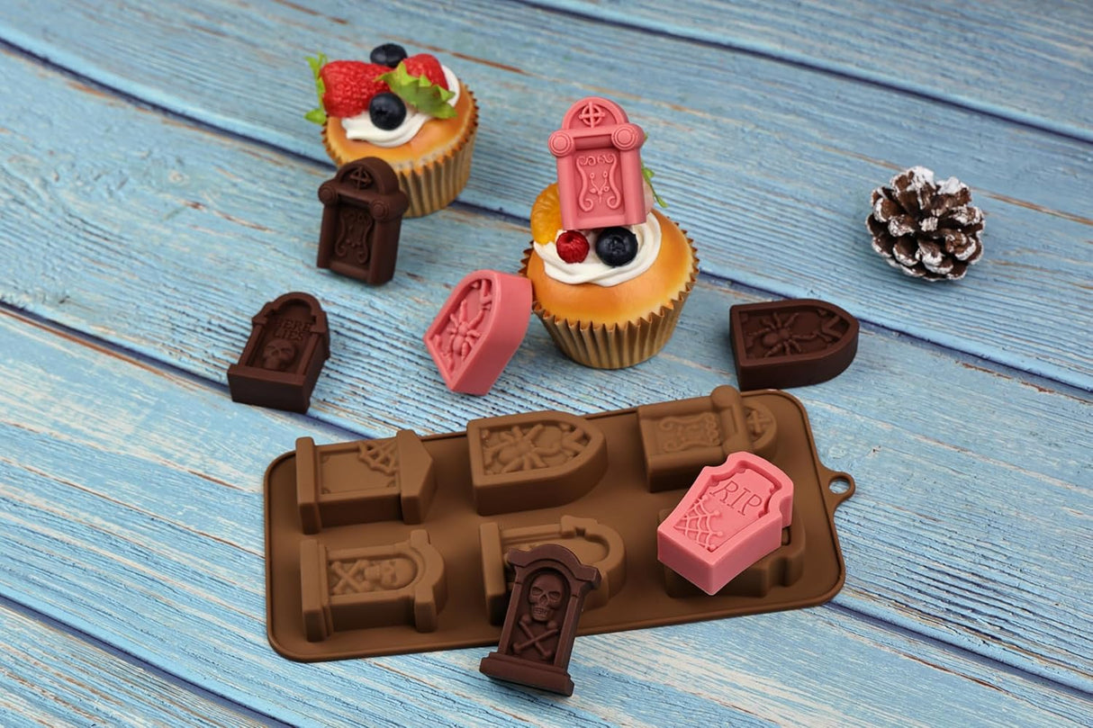 Moldes de Chocolate Halloween, Silicona, Tumbas, 2 pcs