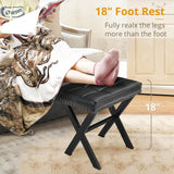 Taburete de Maquillaje Cuadrado de Cuero Sintético con Patas X