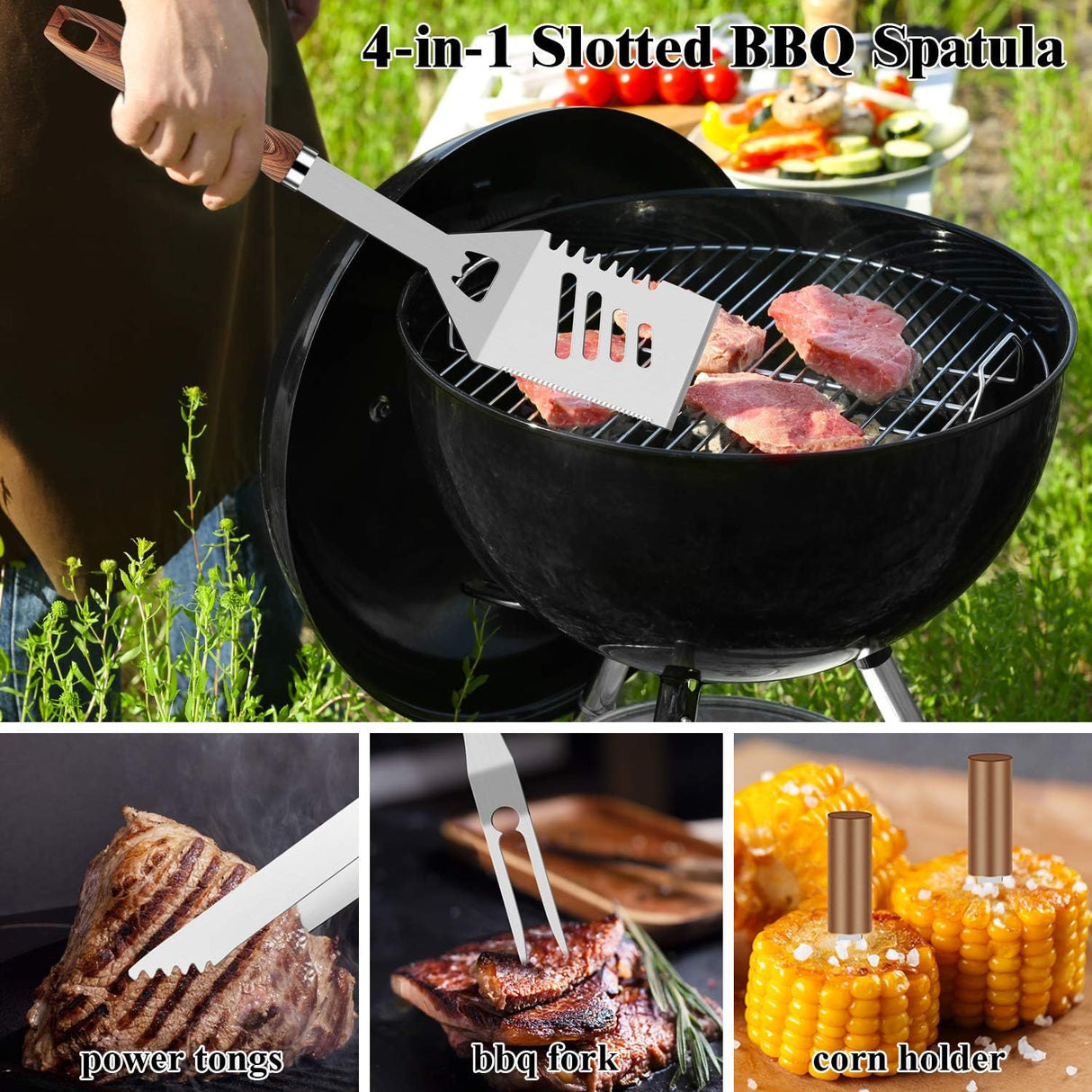 Set de herramientas BBQ 27pcs ROMANTICIST, acero inoxidable, portátil