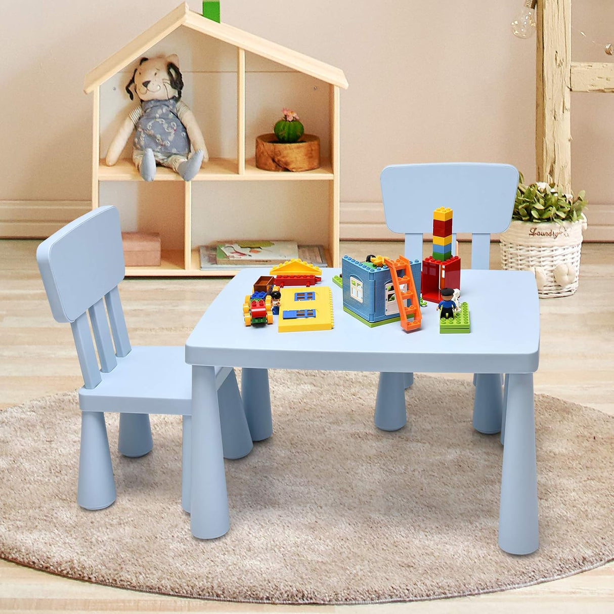 Mesas y Sillas para Niños azul jardín de infantes