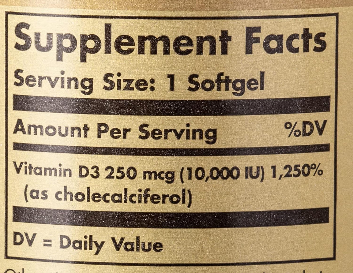 Suplemento Solgar Vitamina D3 colecalciferol 250 MCG 120 und