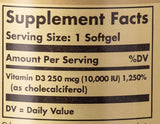 Suplemento Solgar Vitamina D3 colecalciferol 250 MCG 120 und