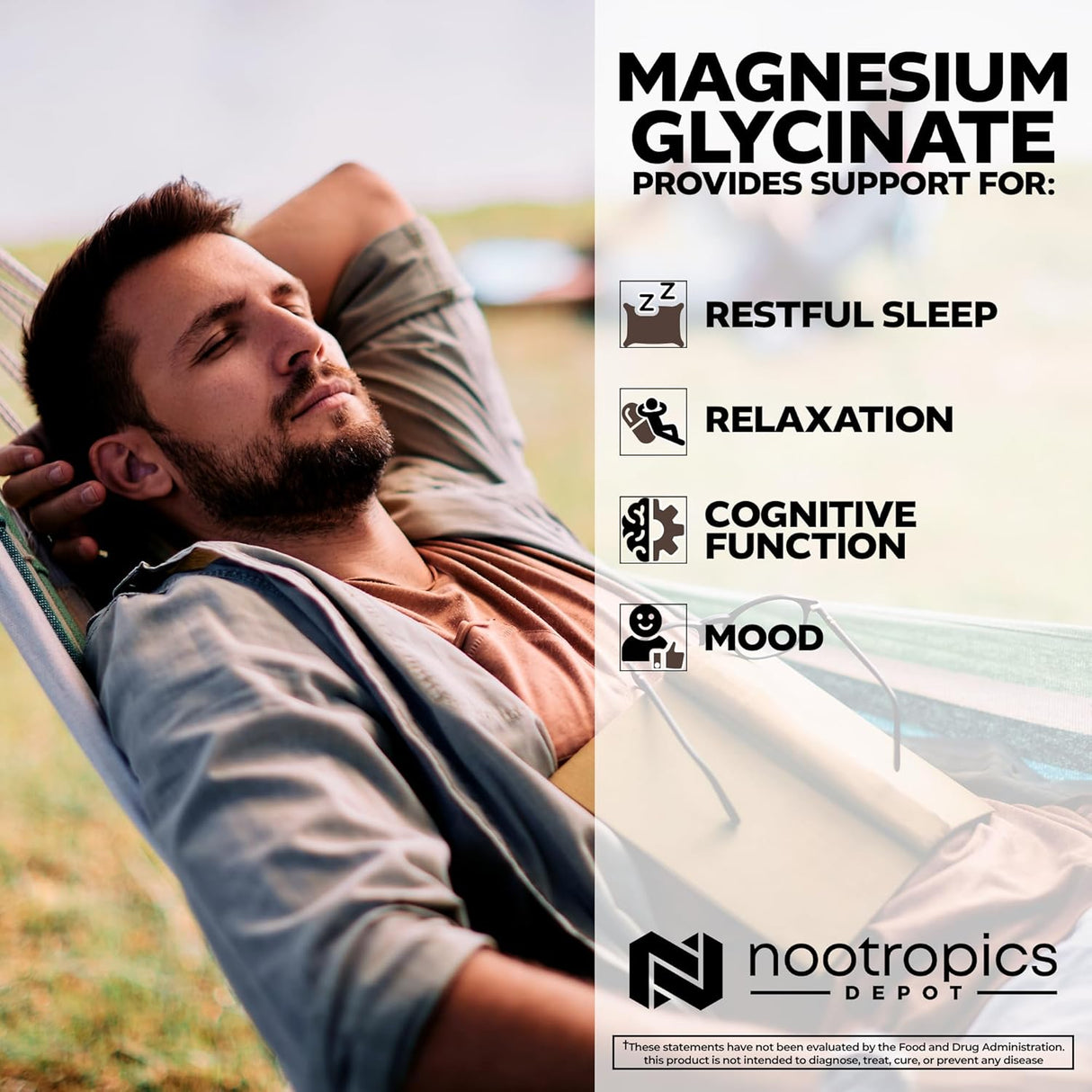 Suplemento de Magnesio Glycinato Nootropics Depot 180 cápsulas