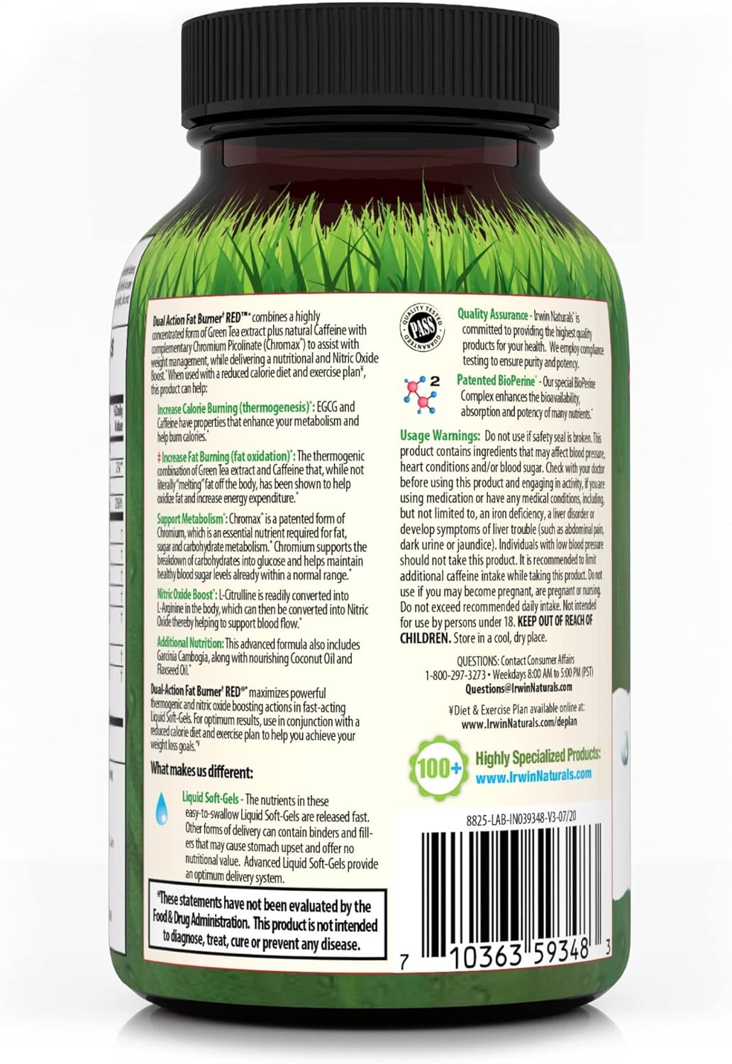 Irwin Naturals Quemador de grasa de doble acción rojo 75 cáp