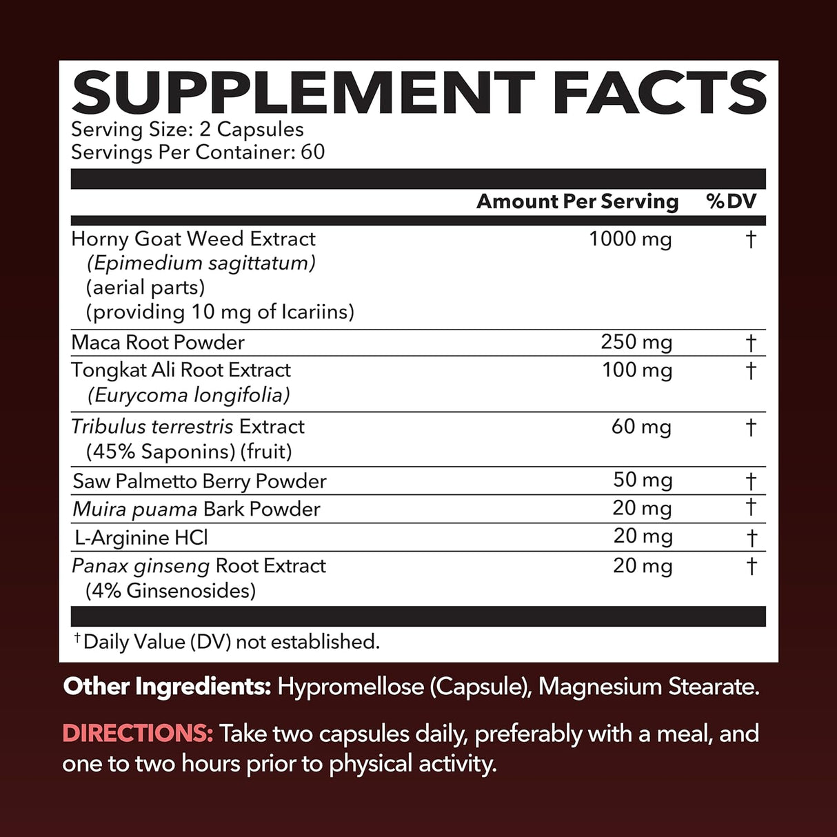 Suplemento Horny Goat Weed para él y ella  con raíz de maca