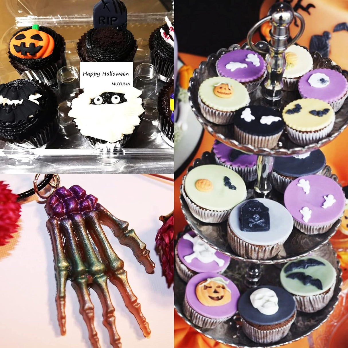 Moldes de Fondant Halloween, 5 Piezas, Silicona para Decorar