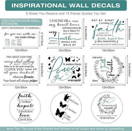 Vinilos de Pared Inspiradores Christianos - Estilo 12, Peel & Stick