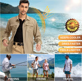 Anteef Camisas de safari con protección UV para senderismo